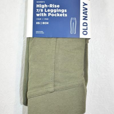 Old Navy High Rise 7/8 Leggings with Pockets Green Size XS   Women's New